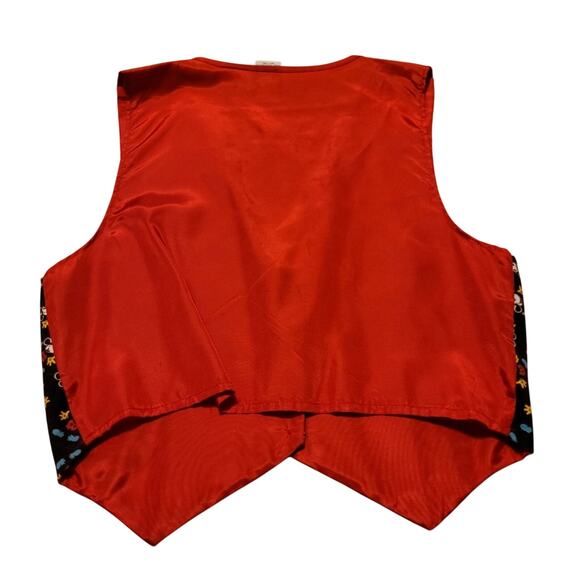 Vtg 90s Disney Mickey Mouse Red Black Vest M/L Satin USA Made Unisex - Picture 2 of 8